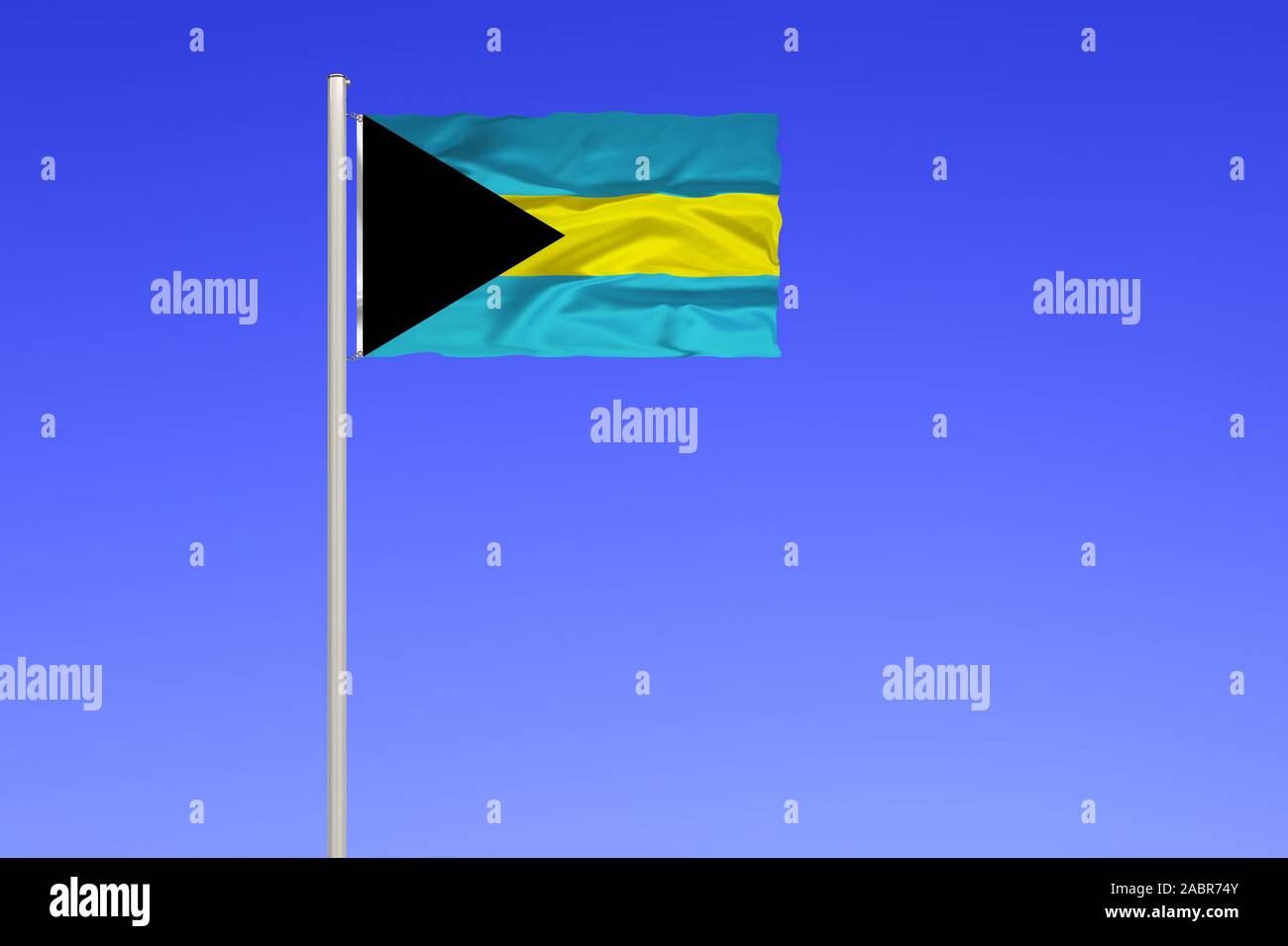 Flagge von den Bahamas, Inselstaat, Atlantik, Teil der Inseln Westindischen, Foto de stock