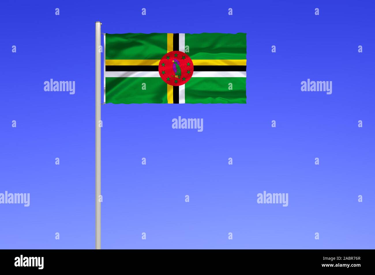 Dominica, Inselstaat Flagge von, Kleine Antillen, oestliche Karibik, Foto de stock