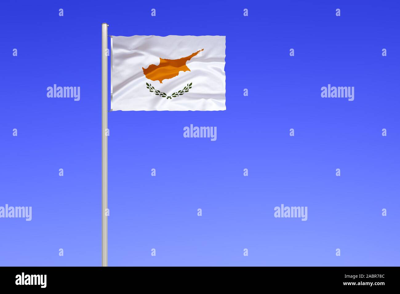 Flagge von Zypern zweigeteilt Mittelmeer,,, Foto de stock