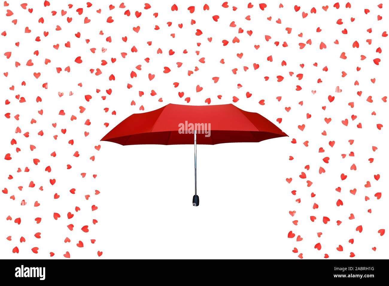 Tarjeta de San Valentín. Lluvia de Corazones rojos de papel. Paraguas rosa.  Ilustración vectorial Imagen Vector de stock - Alamy