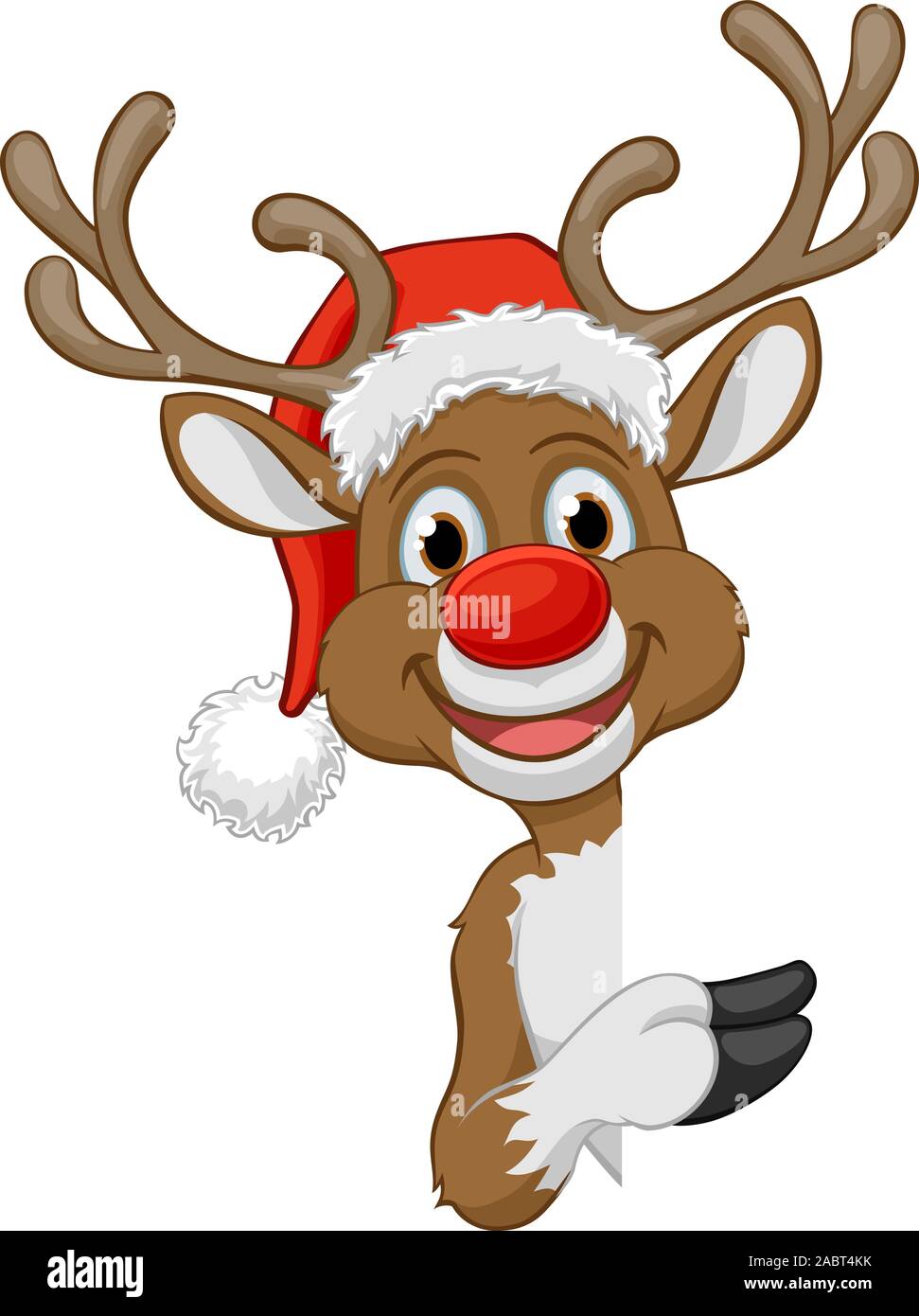 Reno de Navidad en Santa Hat personaje de dibujos animados Imagen Vector de  stock - Alamy