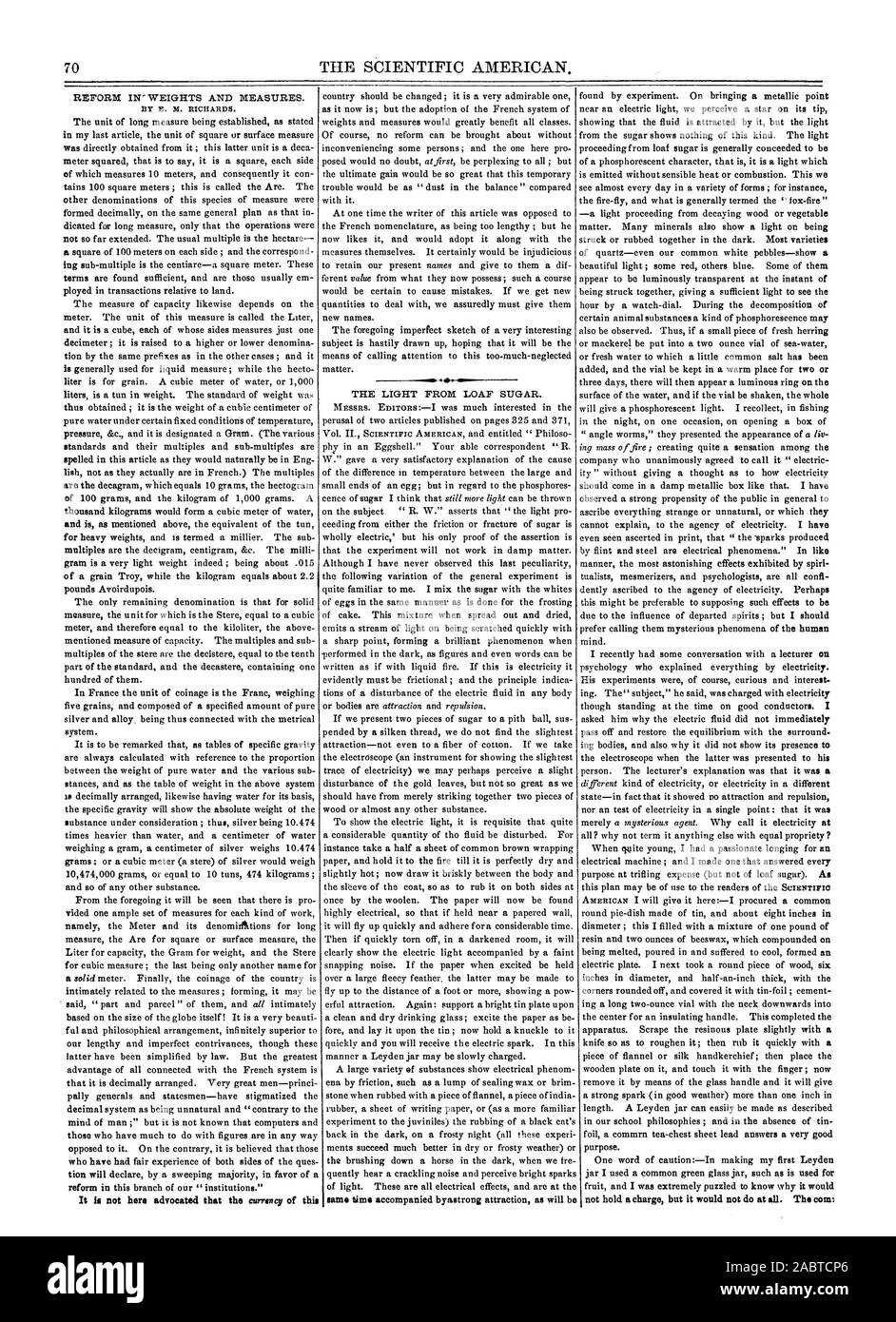 70 La Scientific American. Por E. M. RICHARDS. no mantiene la carga, pero no a todos. La moneda:, 1860-07-28 Foto de stock