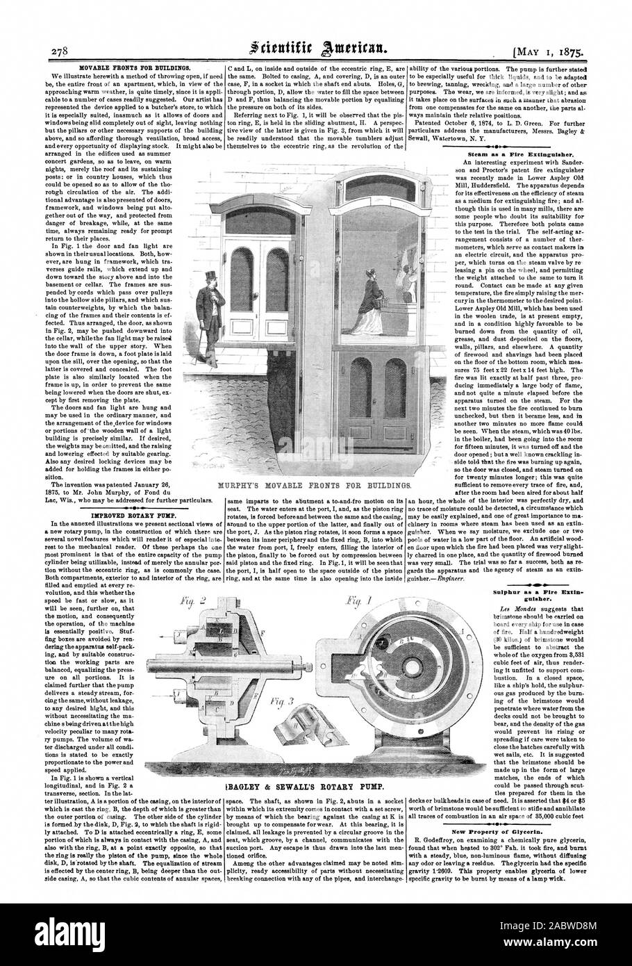 BAGLEY & SEWALL GIRATORIO DE LA BOMBA. El vapor como un extintor de incendios de azufre Extin