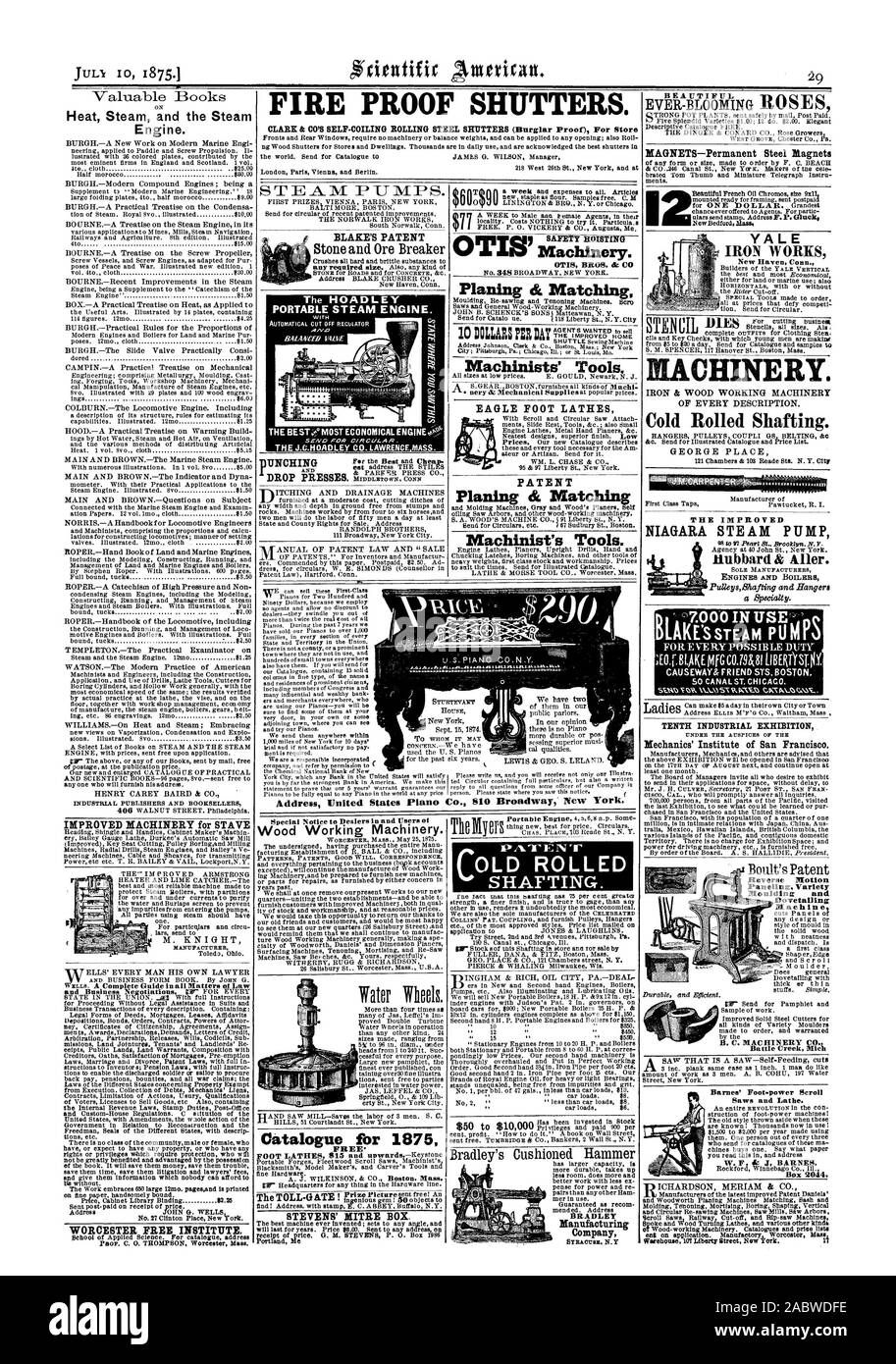 Maquinaria para trabajar la madera. Catálogo para 1875 gratis' TORNOS PIE $15 y arriba.-Keystone STEVENS CUADRO Mitre. C viejas transmisiones de laminados. BRADLEY, compañía de fabricación de persianas a prueba de incendios. CLARK & CO'S SELF-enrollar persianas de acero enrollables (Ladrón de prueba) para almacenar las bombas de vapor. BLAKE'S PATENTE HOAD la l ey Portatil Steam Engine. Maquinaria. OTIS BROS. & C Cepillado ett coinciden con herramientas de los maquinistas. El ser STe más económico?" EL MOTOR J.C.HORDLEY CO. de Lawrence. EAGLE TORNOS PIE Atrás Panelin Yale de patentes. La variedad y la complementariedad de la máquina de moldeo de Battle Creek Mich libros valiosos de calor y vapor Foto de stock