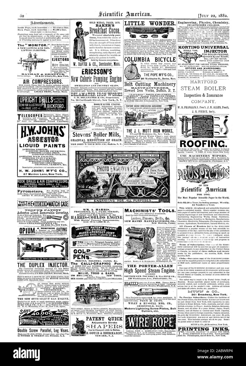 Cortadores etc. utilice limpiadores de maquinaria. De la "American cientifir para isS2. El papel metálico más populares en el mundo. MT.71cc NTINT CO TINTAS DE IMPRESIÓN. Doble tornillo prensas de pierna en paralelo. KORTING UNIVERSAL PARA inyector de alimentación de calderas. Oficinas y WAREROOMS: el monitor'." La patente rápida carrera ajustable puede cambiar mientras se está en movimiento. E. Gould & EBERHARDT BOOKWALTER MOTOR. El Papa M'F'G CO. 97 Washington St. Boston Massachusetts E GR ES PARA TODOS LOS FINES. IWTERNMWER?c."- Taloa s .1s ac REIGEUSIOLLtwARRENCO.t4.J. En OFINC., Scientific American, 1882-07-22 Foto de stock