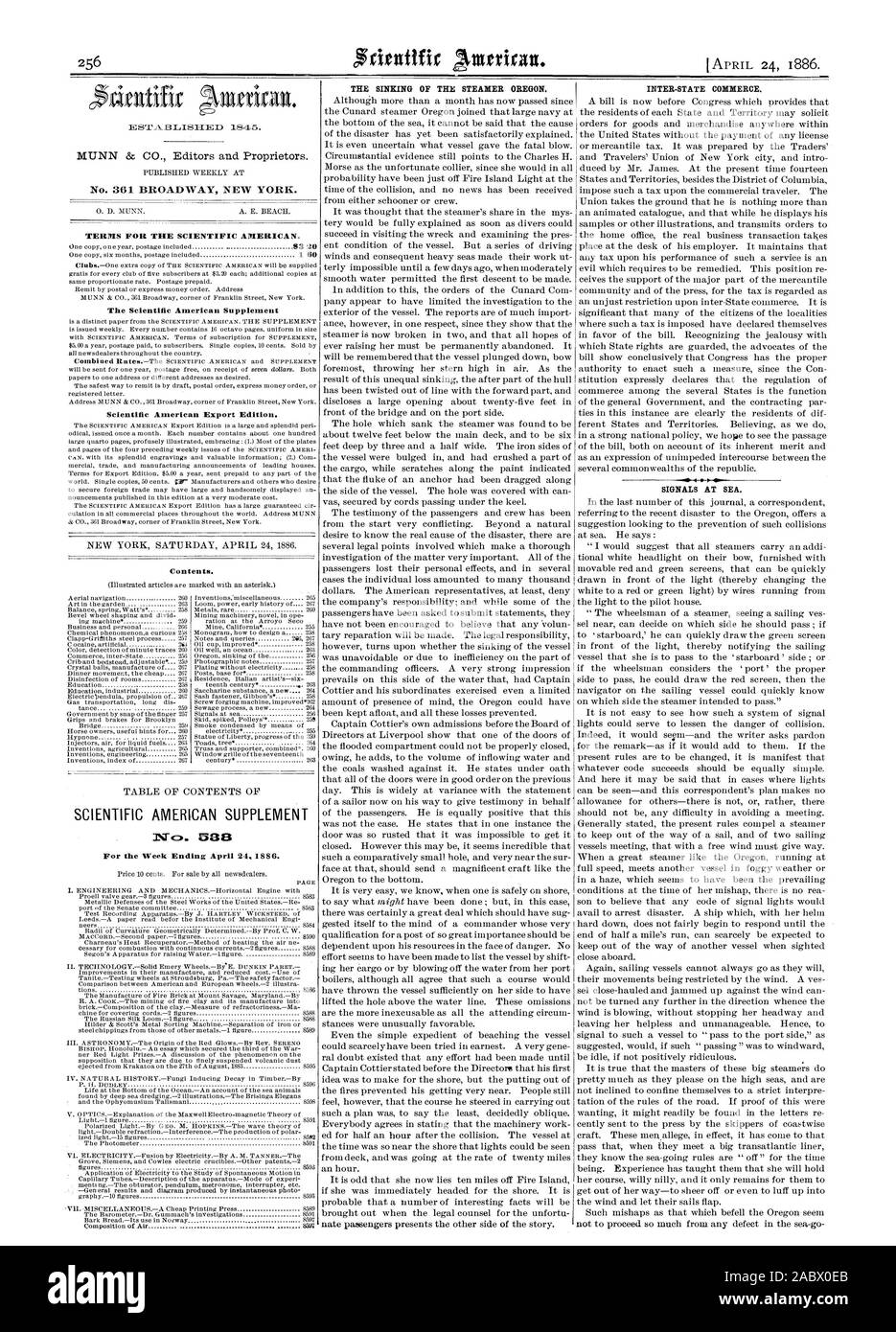 La semana que finalizó en abril de 241886., Scientific American, 1886-04-24 Foto de stock