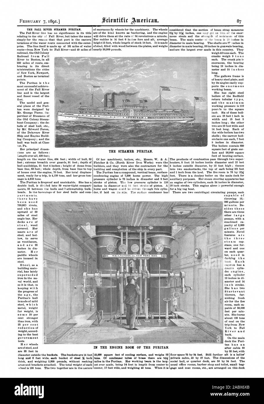 El FALL RIVER VAPORERA puritana. de largo y 5 pies de ancho cada una  cuchara de acero X pulgada la vaporera puritana. En la sala de máquinas de  la puritana. 15000 metros