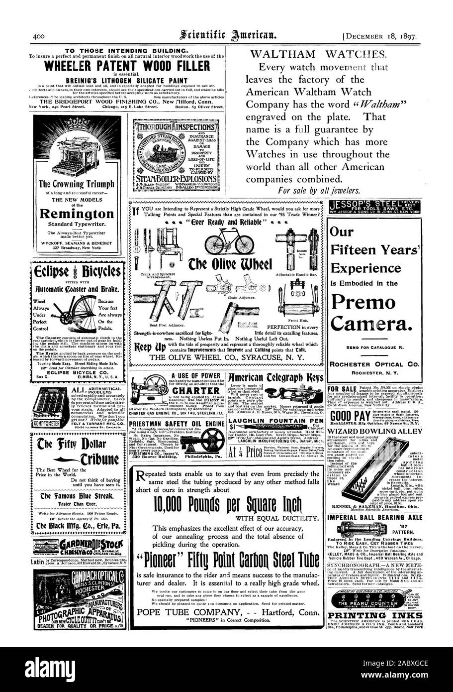 Para aquellos INTENDINC EDIFICIO. Para asegurar un acabado perfecto y permanente en toda la carpintería interior natural el uso de la patente de WHEELER LLENADO DE MADERA es esencial. La pintura de silicato LITHOGEN BREINIG EL BRIDGEPORT acabado en madera CO. Nuevo Ililford Connecticut la coronación triunfo LOS NUEVOS MODELOS del estándar de máquina de escribir Remington. SEAMANS WYCKOFF & Benedicto 327 Broadway New York TON ST CAI FAANUFACTIRth o - LISTA -4 tribune la mejor rueda para el precio en el mundo. No piense en comprar hasta que usted haya visto. El "famoso Blue Streak. Vastas Dan nunca. C.ILBESIY GARNIVESTOCS&CO ardeettank Eclipse I Foto de stock