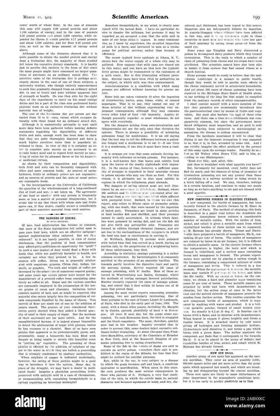 Los peligros de comer. Nuevo compuesto formado en el horno eléctrico,  Scientific American, 1905-03-11 Fotografía de stock - Alamy
