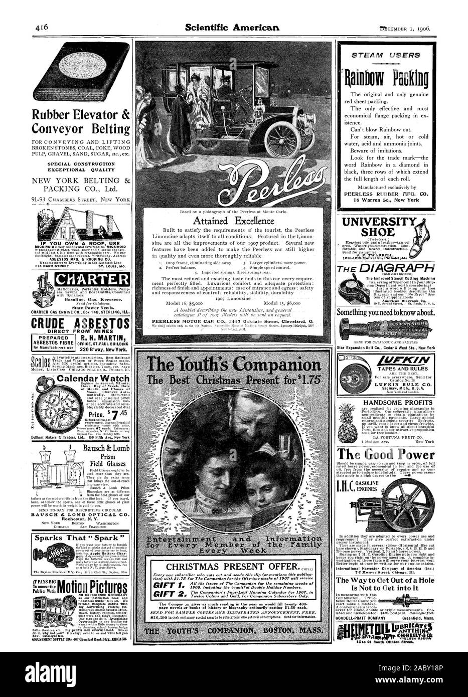 Los usuarios de vapor PEERLESS IFOP de goma. CO. Ascensor de goma y cintas transportadoras especiales de construcción excepcional calidad - Calendario Ver Hueso Fecha de día de la Semana, Mes y fases de Precio $ 7 .45 Dellhart Makers & Traders Ltd. 150 Fifth Ave. Nueva York chispas que di chispa ' alcanzado la excelencia el Youth's Companion Navidad oferta actual. ción) con $1.75 para el compañero para las cincuenta y dos semanas de 1907 recibirán todas las cuestiones del compañero para las semanas restantes del compañero Four-Leaf colgando del calendario para 1907 EN EL ENVÍO DE EJEMPLARES DE MUESTRA E ILUSTRADO anuncio gratis. Regla LVFKIN Foto de stock