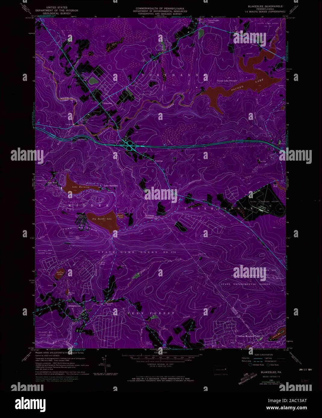 Mapa de blakeslee pensilvania Fotos e Imágenes de stock Alamy