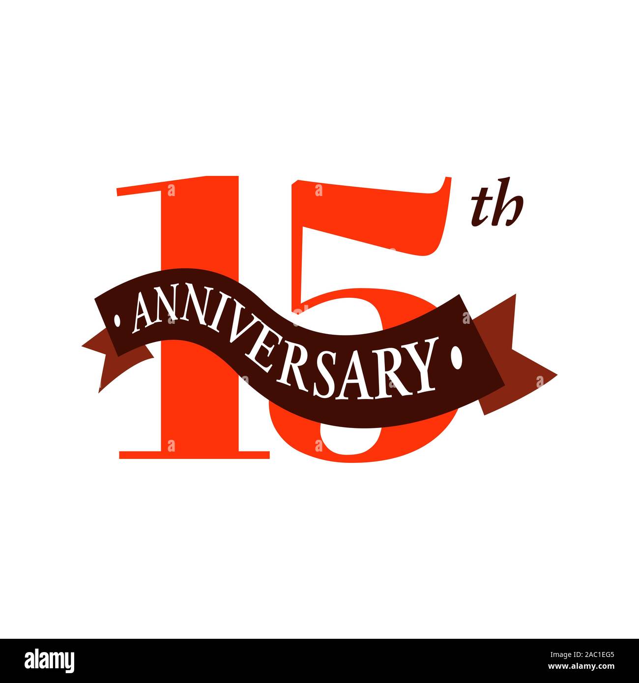 15º aniversario del vector logo ilustración. 15 años aniversario logotipo con el número y la cinta. fiveteen años celebración de eventos sign sym Ilustración del Vector