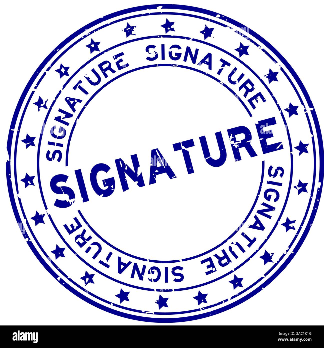 Grunge Firma Azul Palabra Ronda El Sello De Caucho Sello Sobre Fondo Blanco Imagen Vector De Stock Alamy