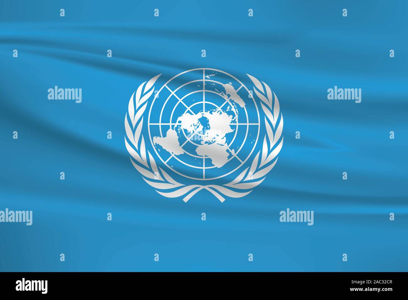 Ondeando la bandera de las Naciones Unidas, oficiales de colores y la relación correcta. La bandera nacional de las Naciones Unidas. Ilustración vectorial. Ilustración del Vector