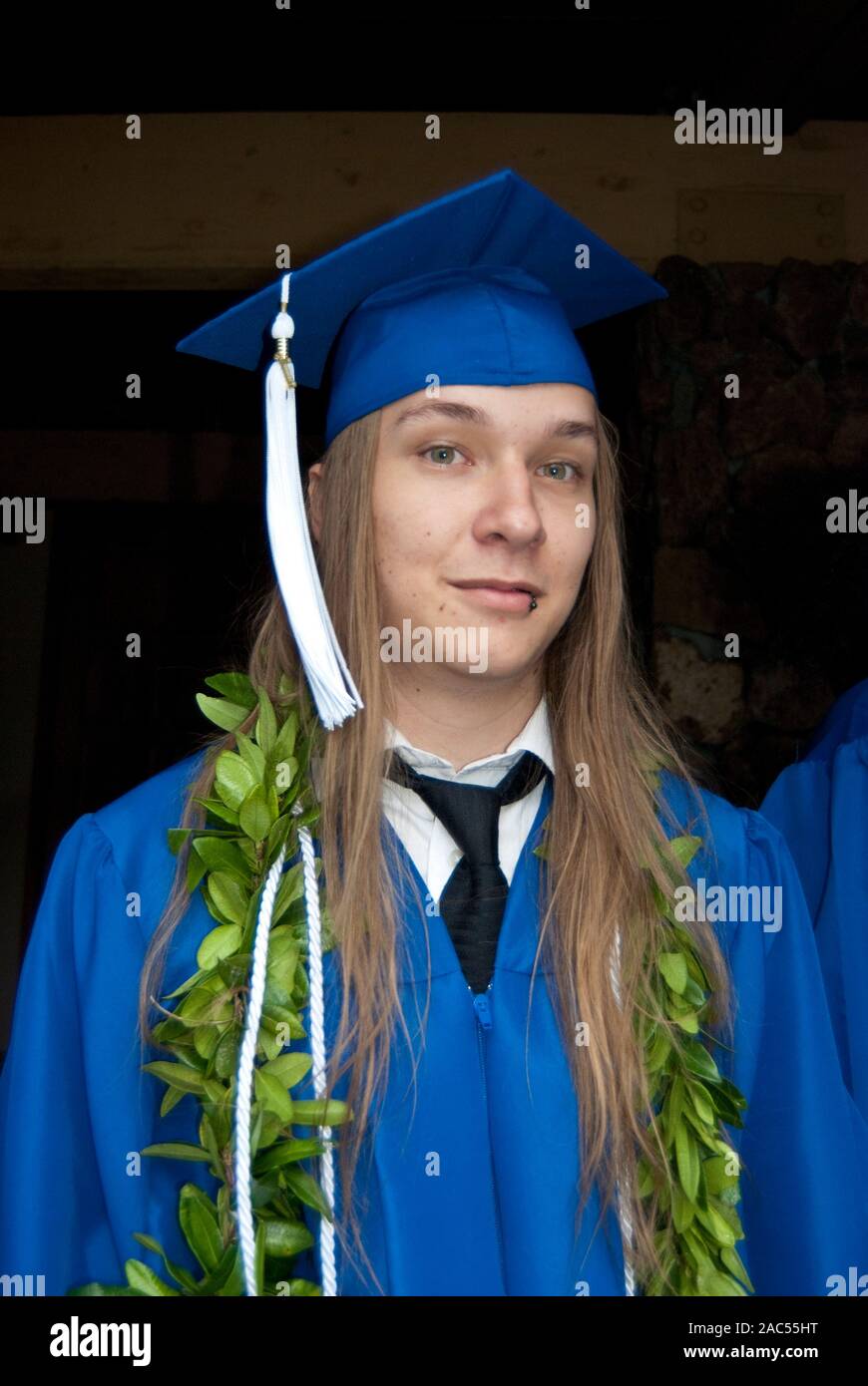 Graduación de la escuela secundaria de la Academia del Pacífico, ahora una escuela privada cerrada, en Honolulu, en la isla de O'ahu. Foto de stock
