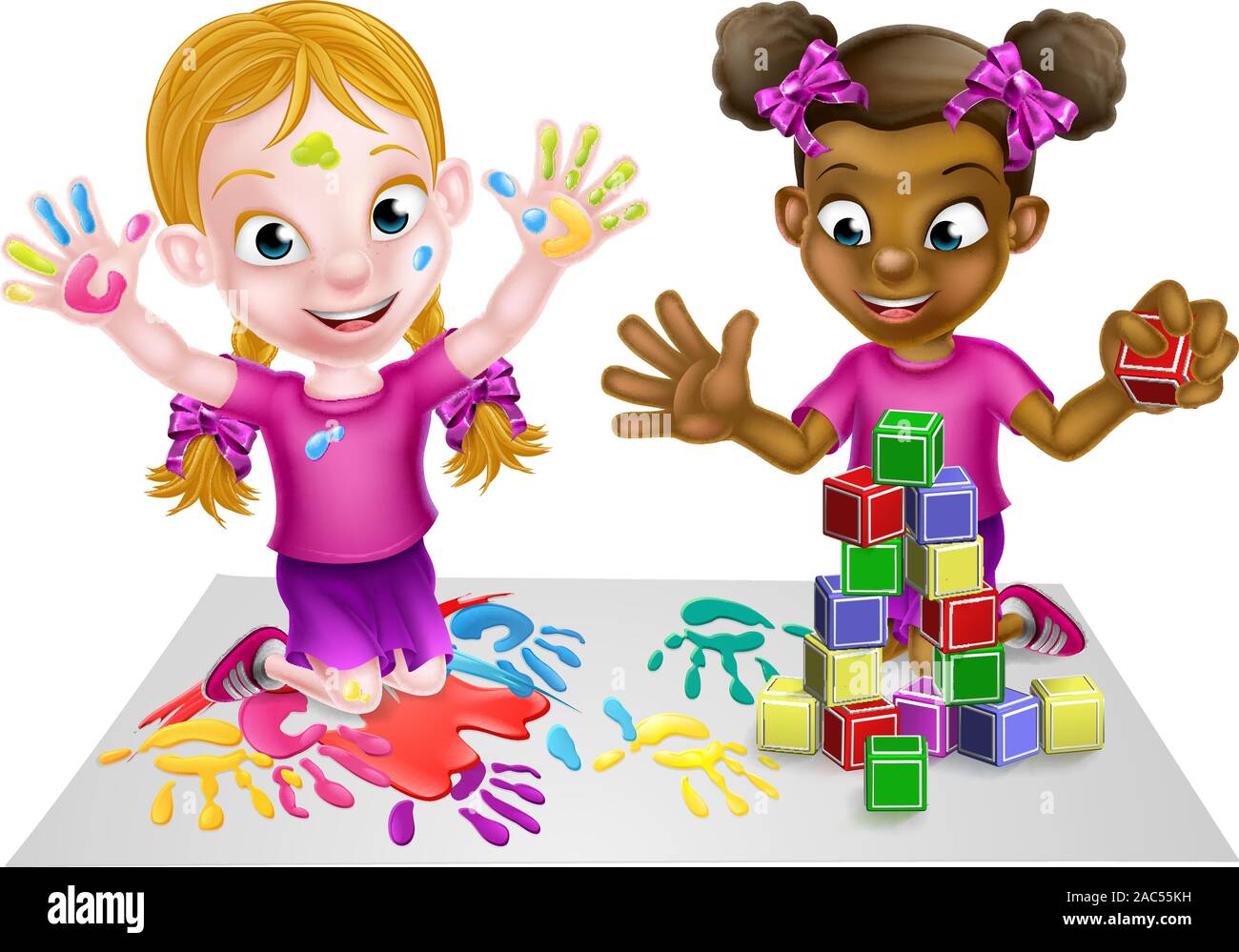 Dos niñas jugando juntas Imágenes vectoriales de stock - Alamy