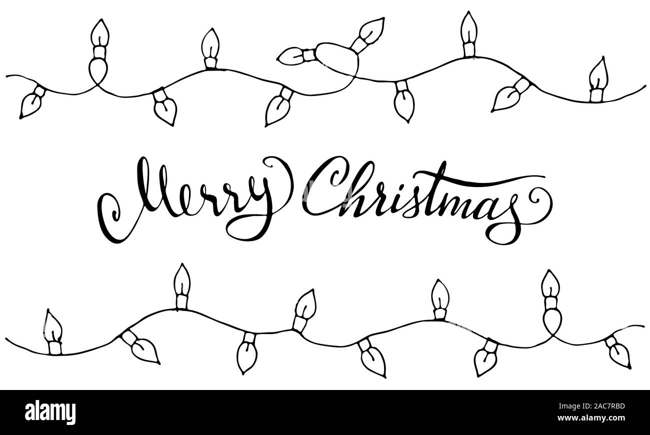 Doodle Navidad elementos de diseño. Lindo garland dibujados a mano. Feliz  Navidad y Año Nuevo, los símbolos, las letras. Ilustración vectorial Imagen  Vector de stock - Alamy