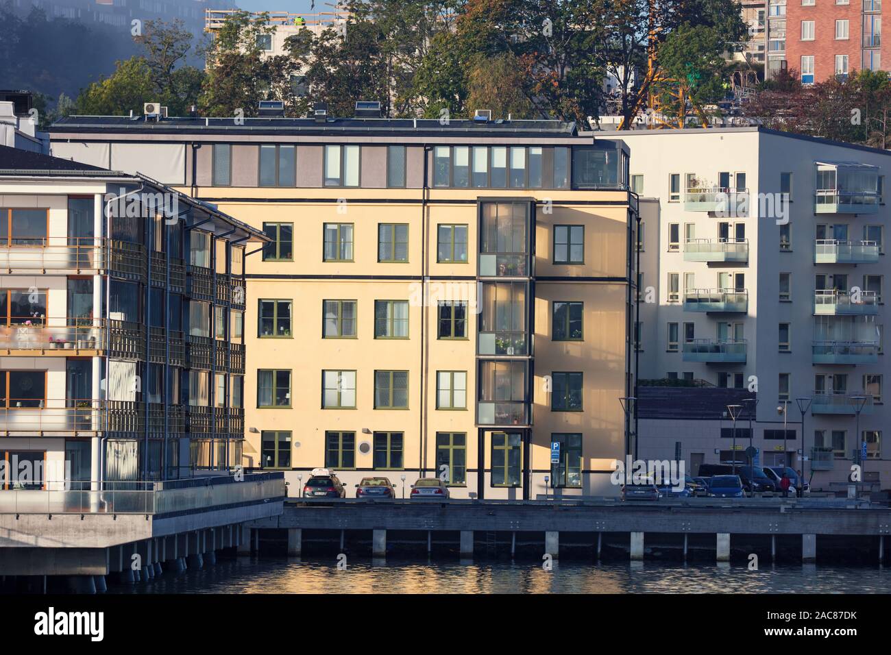 Casas en Finnboda, Estocolmo, Suecia Foto de stock
