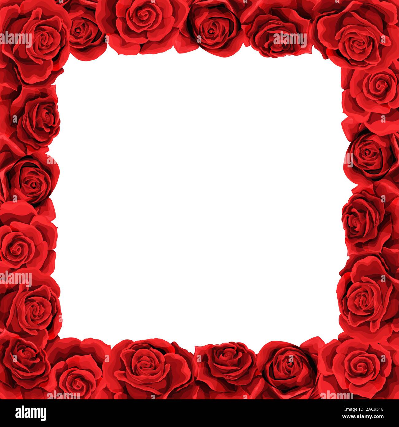 Elegantes rosas rojas ramo de flores como marco. Vector diseño de borde de  verano Imagen Vector de stock - Alamy