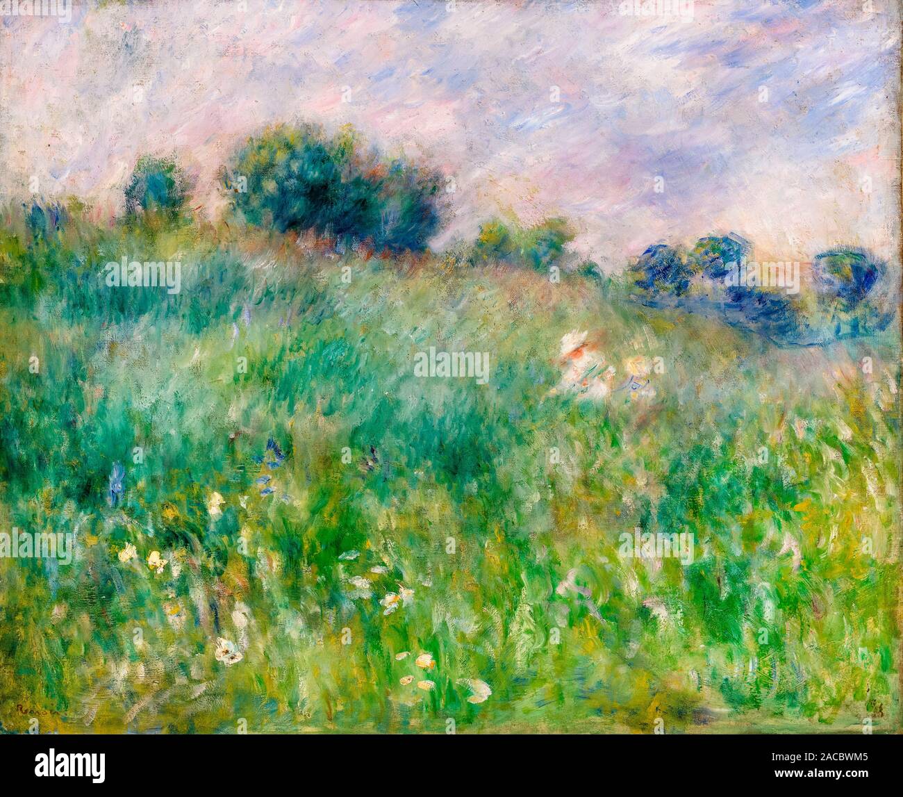 Pierre Auguste Renoir, pradera, (La Prairie), pintura de paisaje, 1880 ...