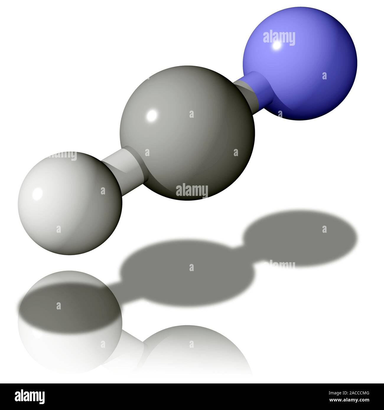 Ciencias Sociales vídeo Resistente Molécula de cianuro de hidrógeno. Modelo molecular de cianuro de hidrógeno  (HCN), un compuesto químico tóxico, incoloro con un ligero olor a almendra.  Es Fotografía de stock - Alamy