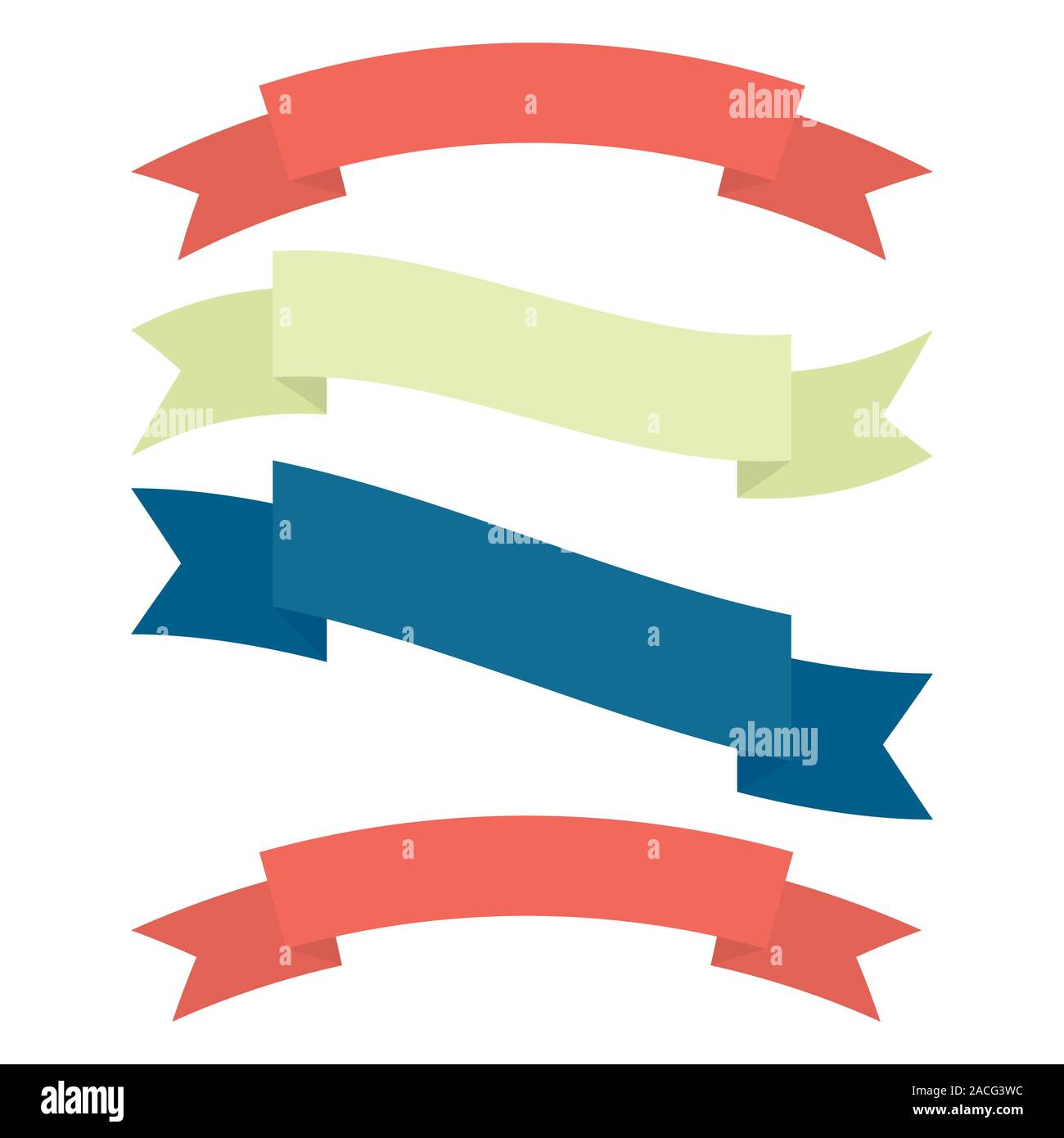 Conjunto de cintas decorativas en diferentes colores: rojo, verde y azul.  Vector ilustración plana Imagen Vector de stock - Alamy