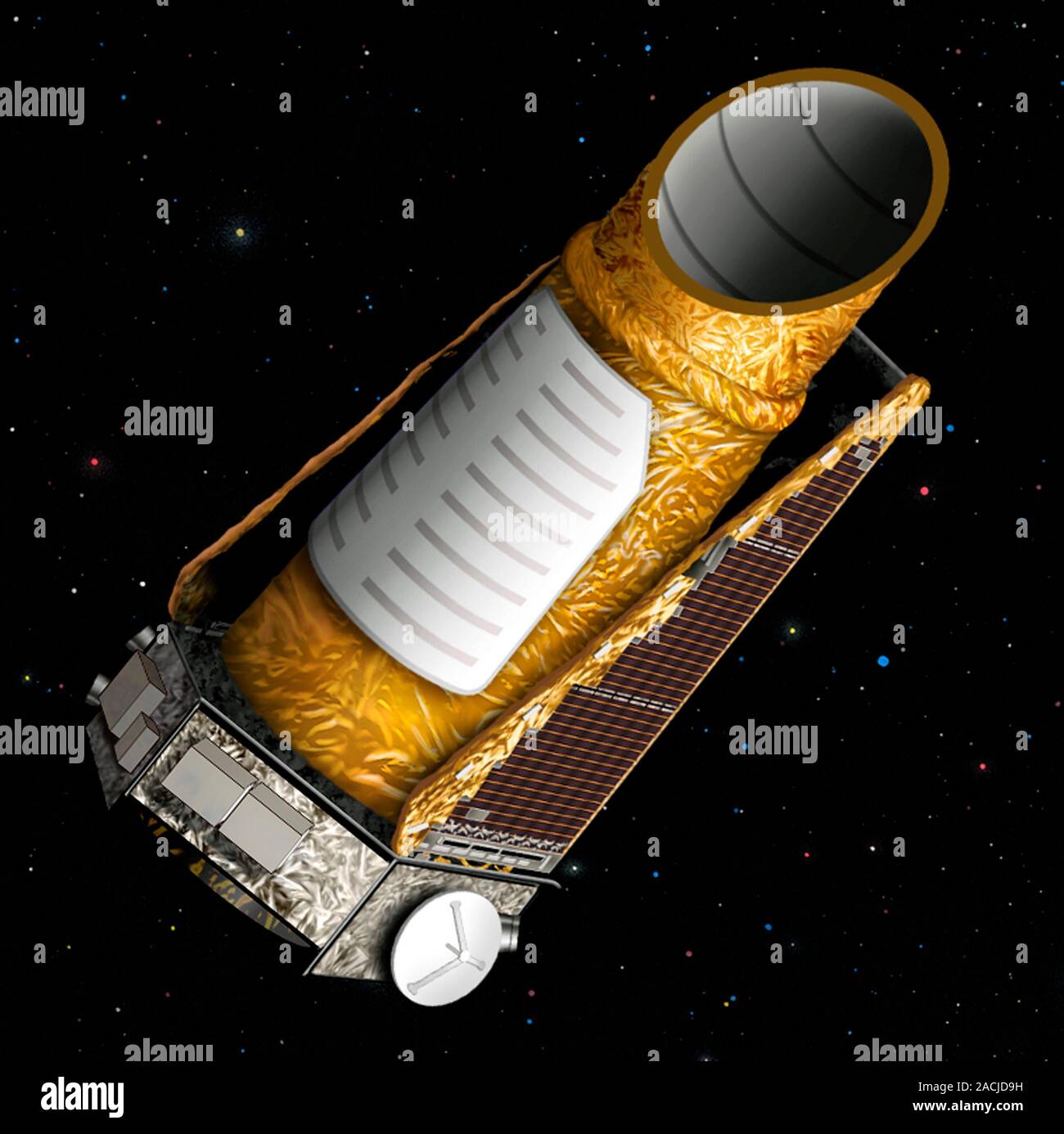 La misión del Telescopio espacial Kepler, obras de arte. Misión Kepler de  la NASA está diseñado para descubrir planetas tipo Tierra en órbita  alrededor de otras estrellas. 0,95 metros de Kepler di
