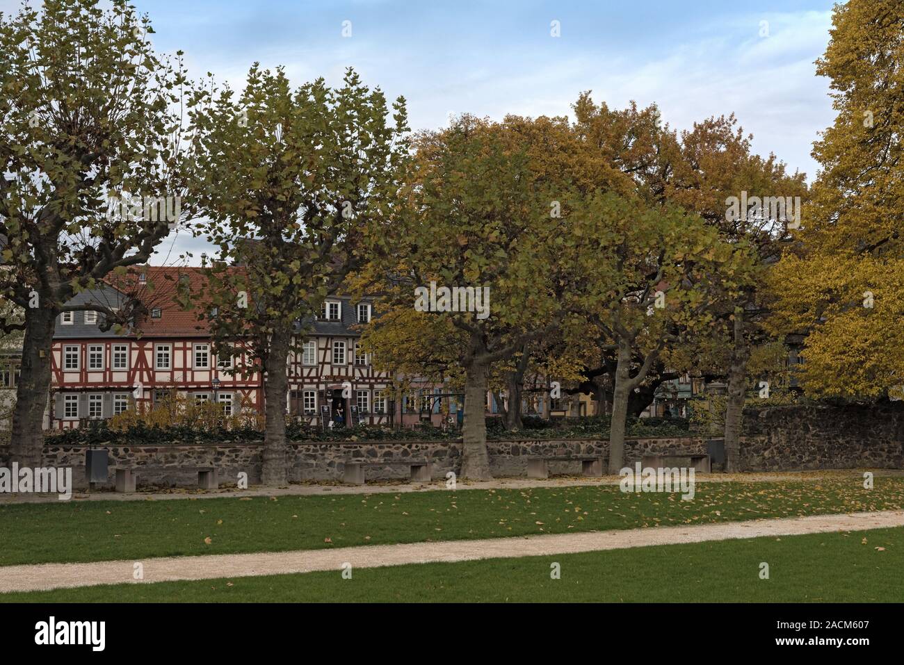 Histórico castillo terraza en frankfurt hoechst en otoño de Alemania4 Foto de stock