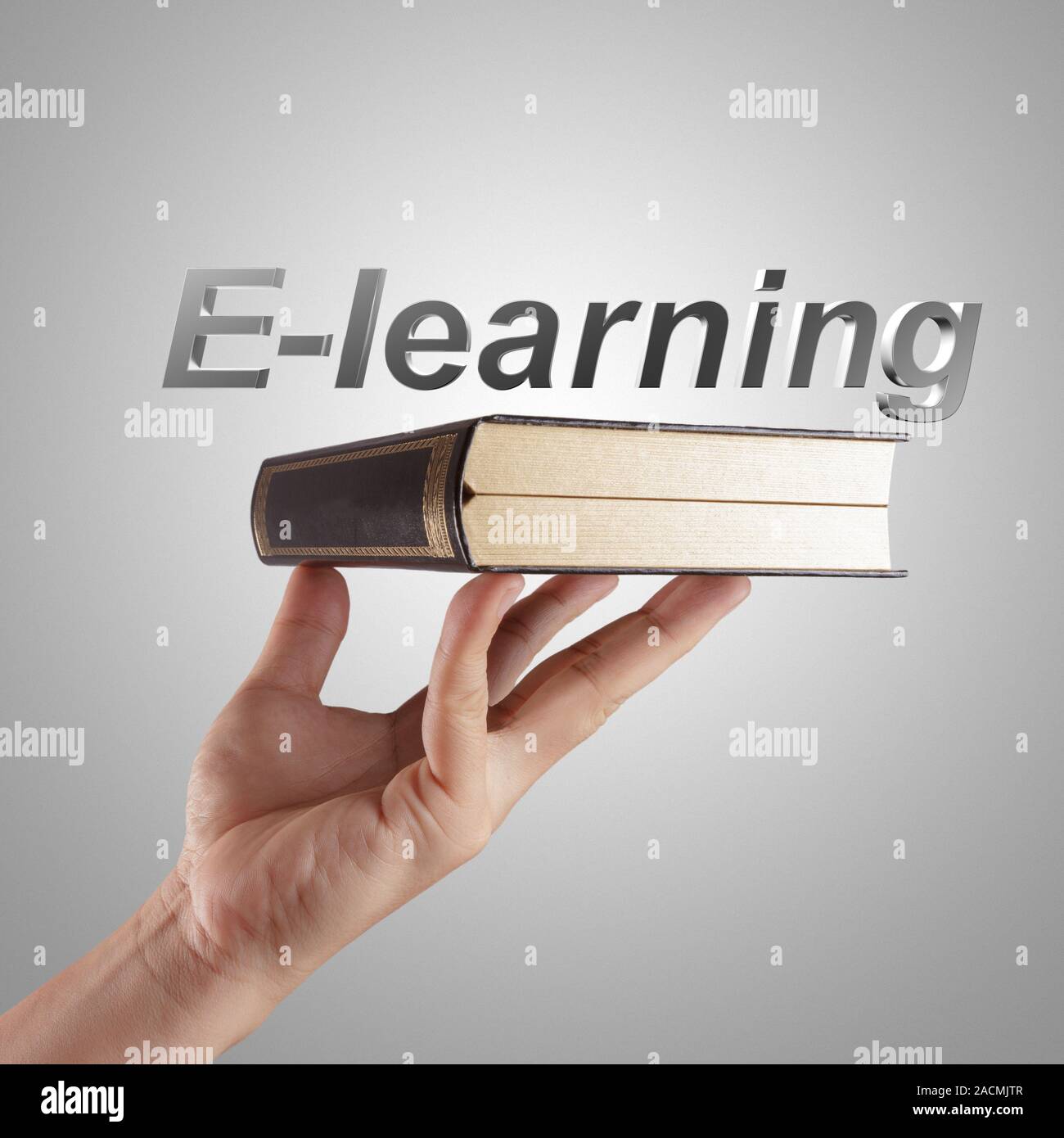 Lado muestra una palabra de e-learning Foto de stock
