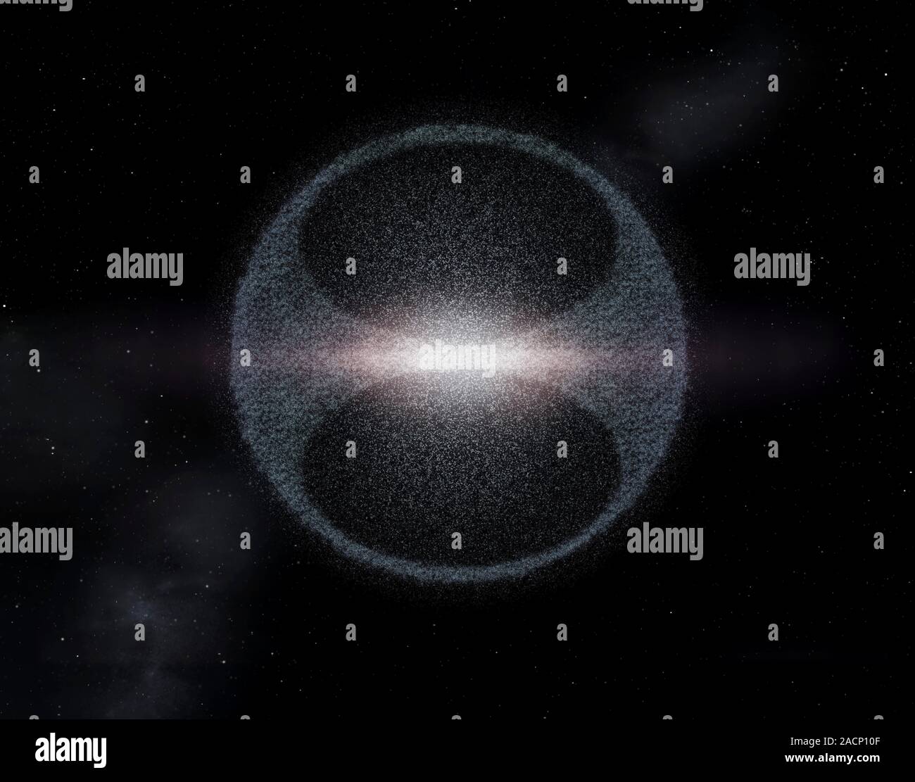Nube de Oort. Ilustración de la nube de Oort del cometa núcleos esféricos de pensamiento para