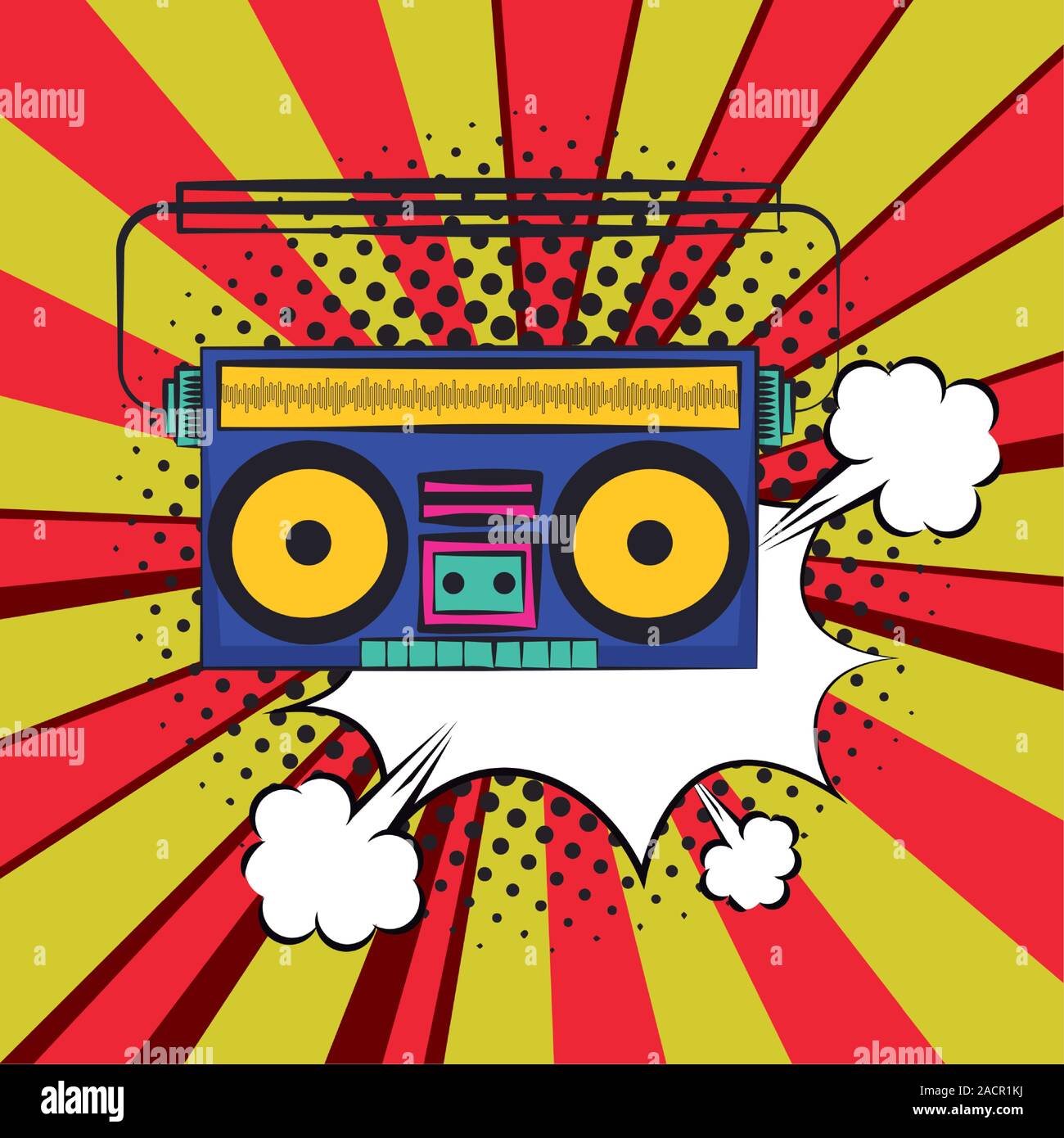 Cartel estilo pop art con radio Music Player Imagen Vector de stock - Alamy