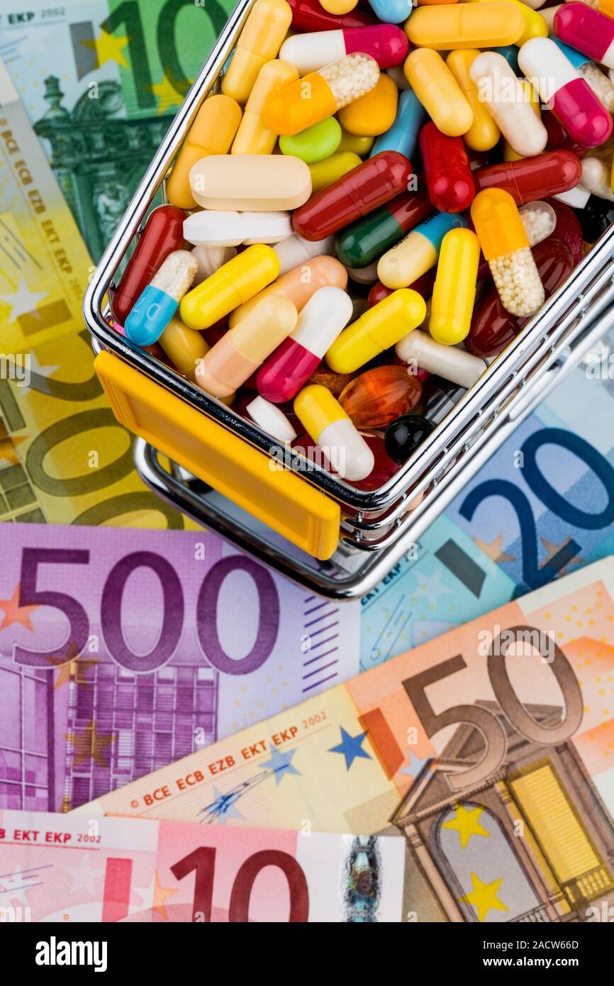 Tabletas, Compras, los billetes en euros Foto de stock