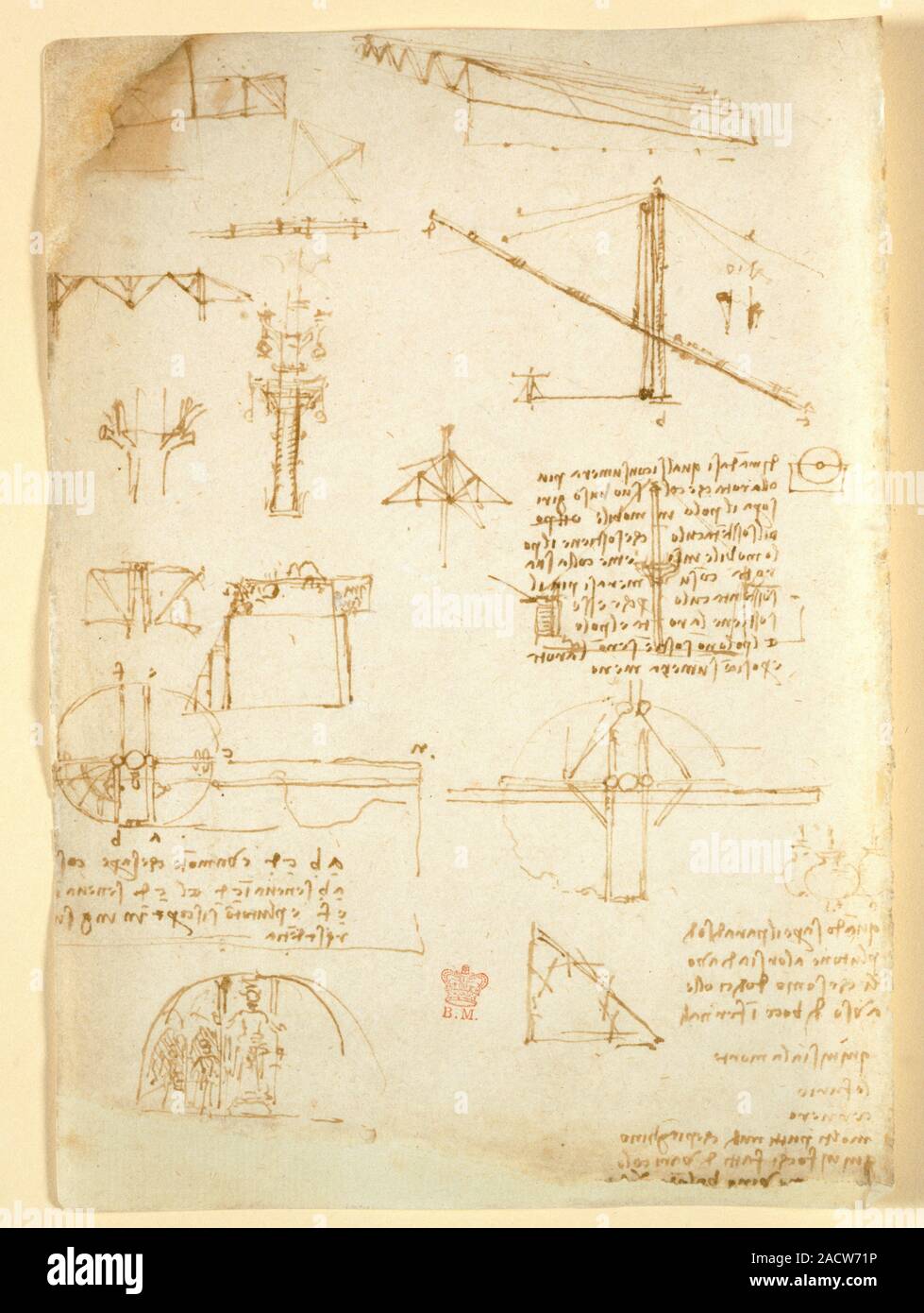 Dibujos de Leonardo Da Vinci sobre los poderes y las fuerzas mecánicas