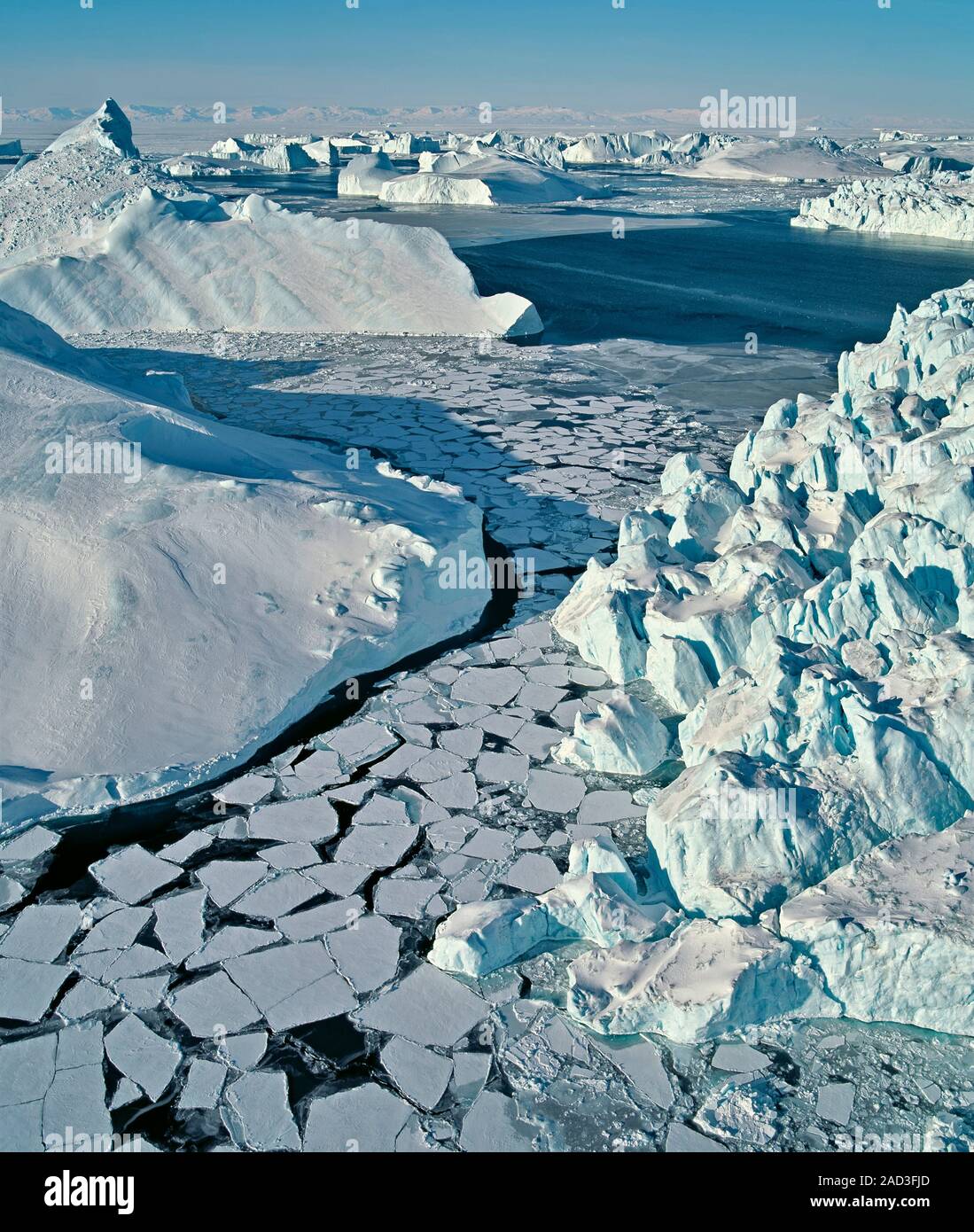 La bahía Disko, en Groenlandia. Vista sobre el derretimiento de los