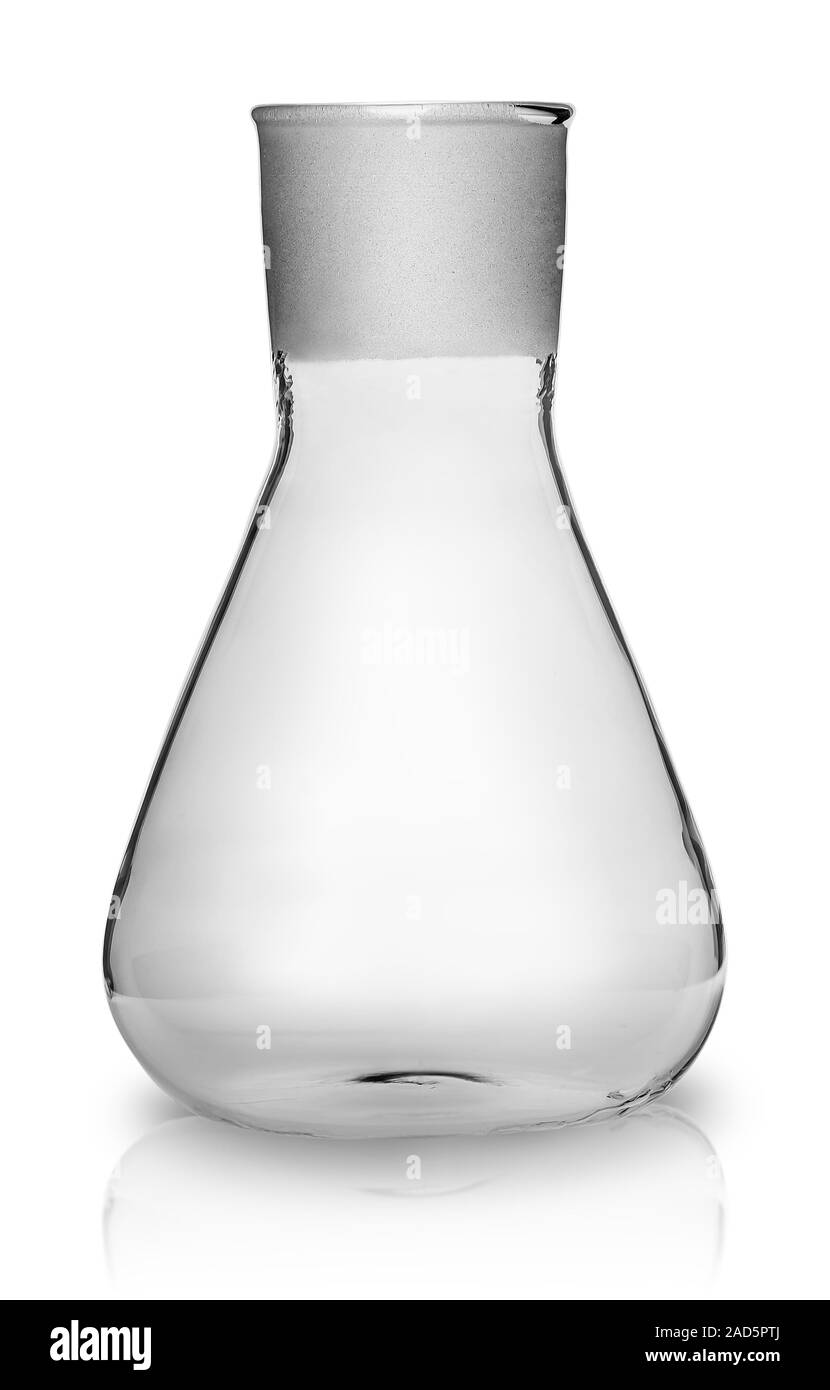 Viejo frasco de laboratorio sin tapón de vidrio esmerilado aislado sobre  fondo blanco Fotografía de stock - Alamy