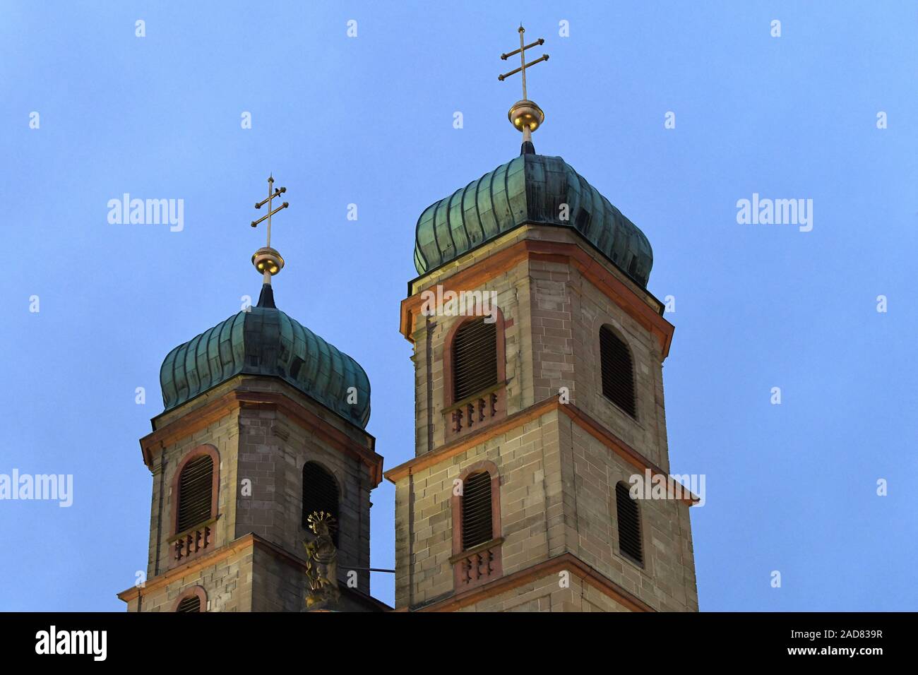 Bad Säckingen, campanarios de la Catedral Fridolin Foto de stock