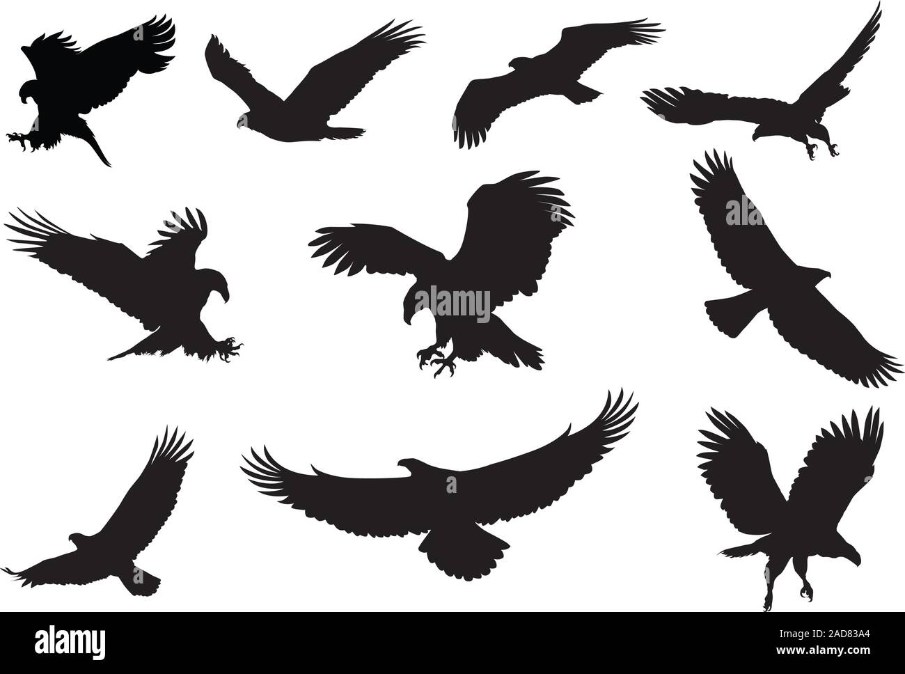 Águila volando silueta vector Imagen Vector de stock - Alamy