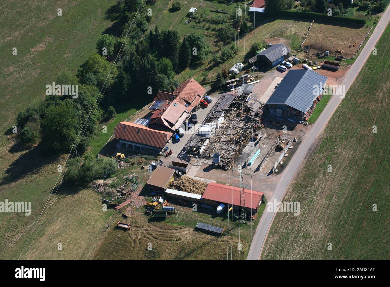 Schopfheim-Fahrnau, fuego ruina en la granja Foto de stock