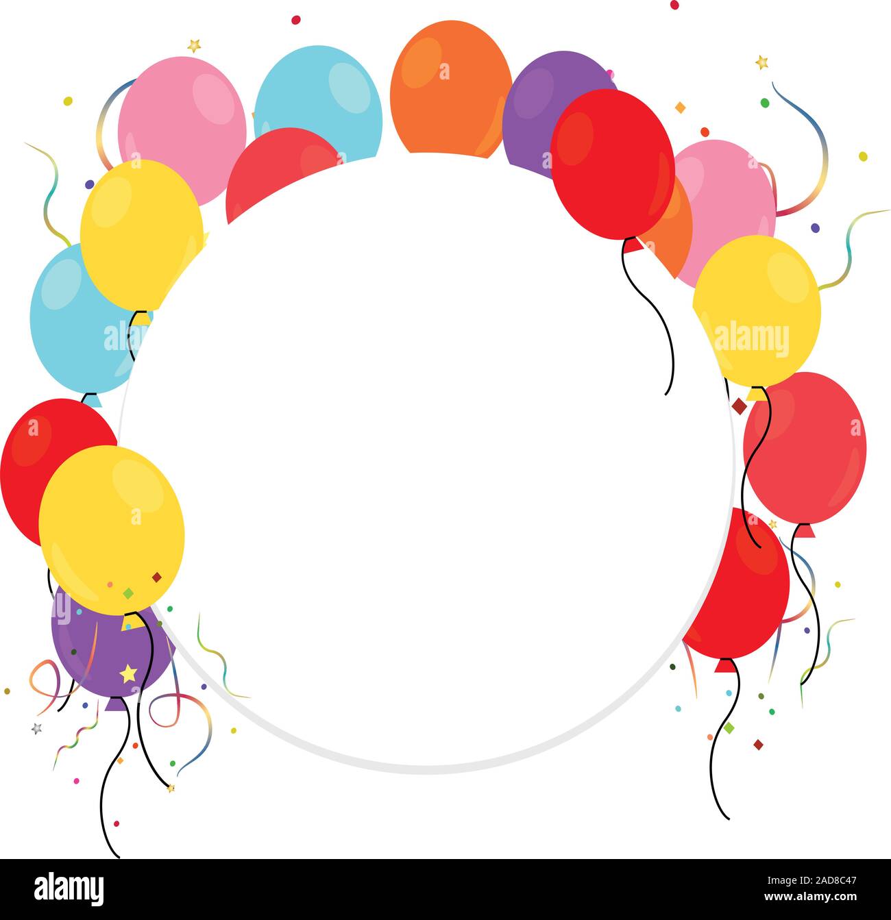 Globos de cumpleaños en una etiqueta vacía Imagen Vector de stock - Alamy