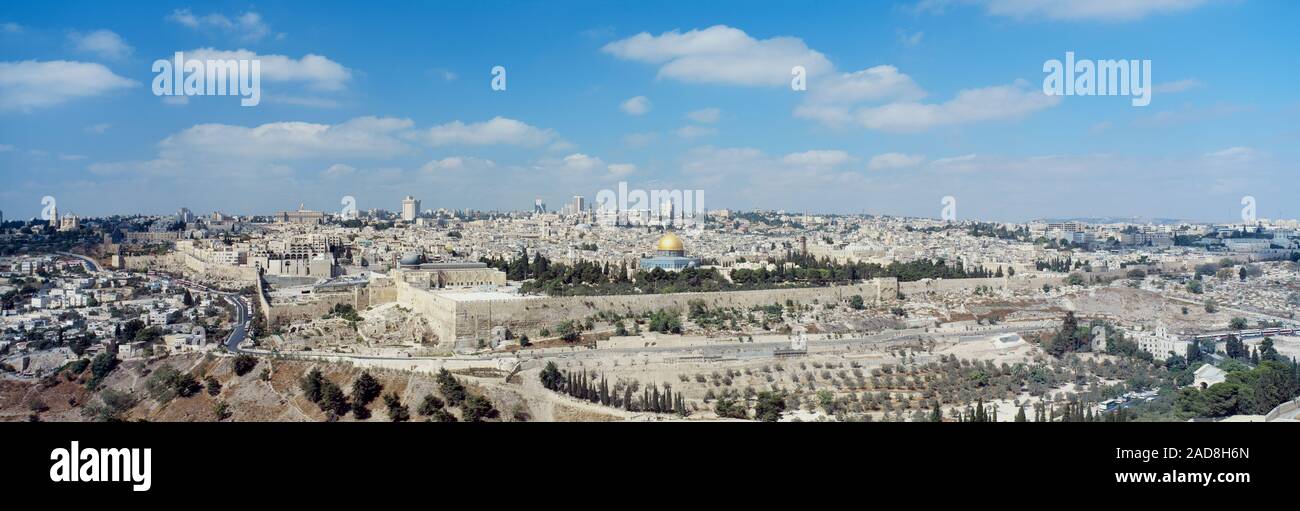 Muro Occidental y la Ciudad Vieja de Jerusalén, Israel Foto de stock