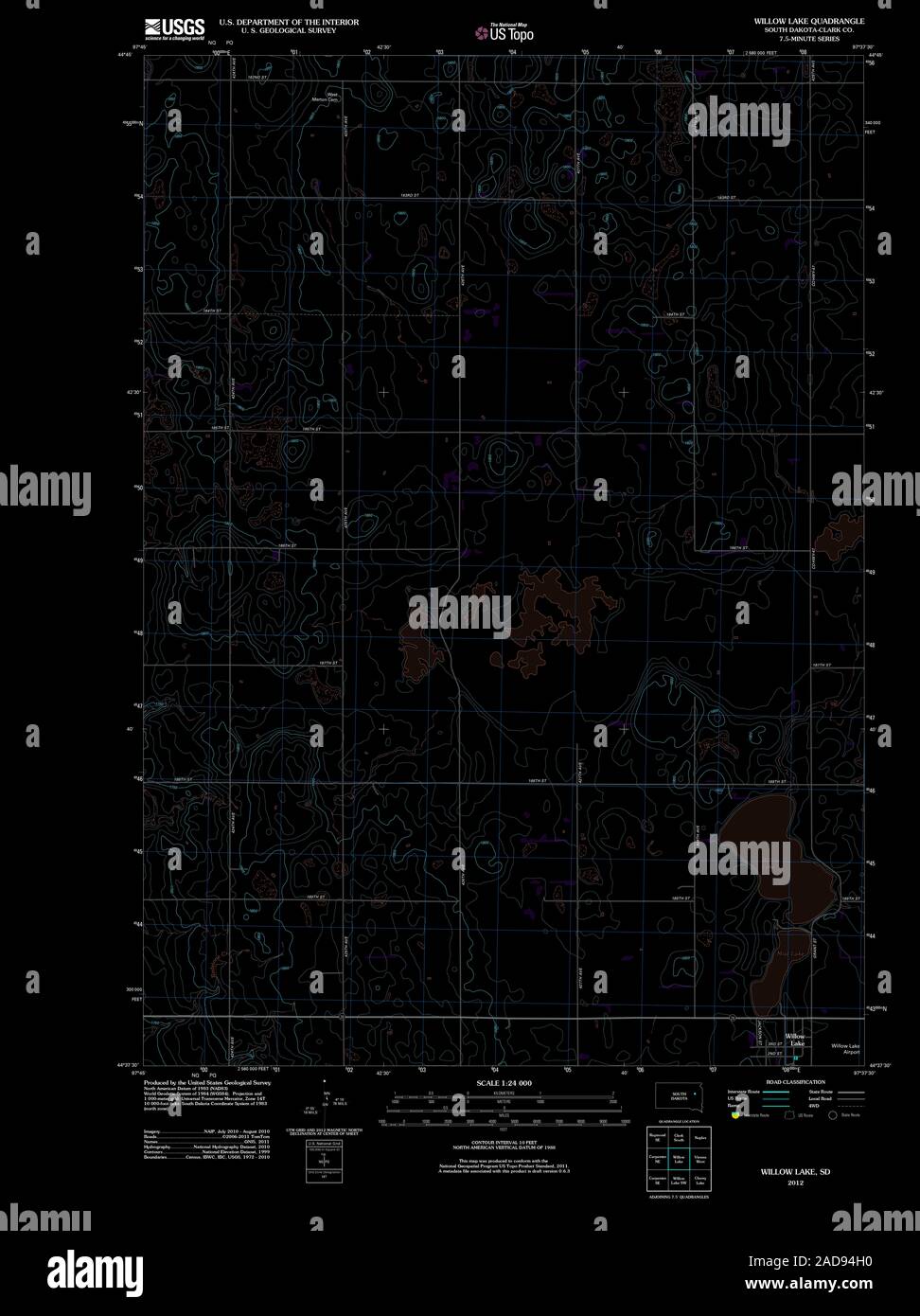 Mapa de dakota del sur de willow lake fotografías e imágenes de alta