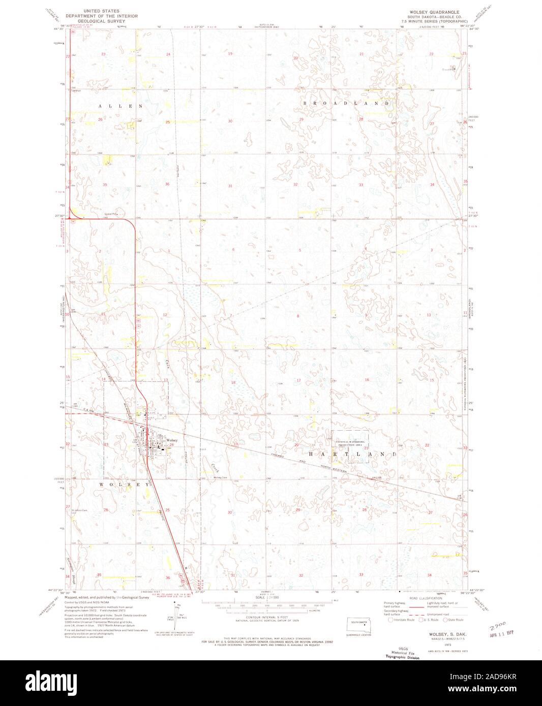 Mapa De Wolsey Dakota Del Sur Fotos e Imágenes de stock Alamy