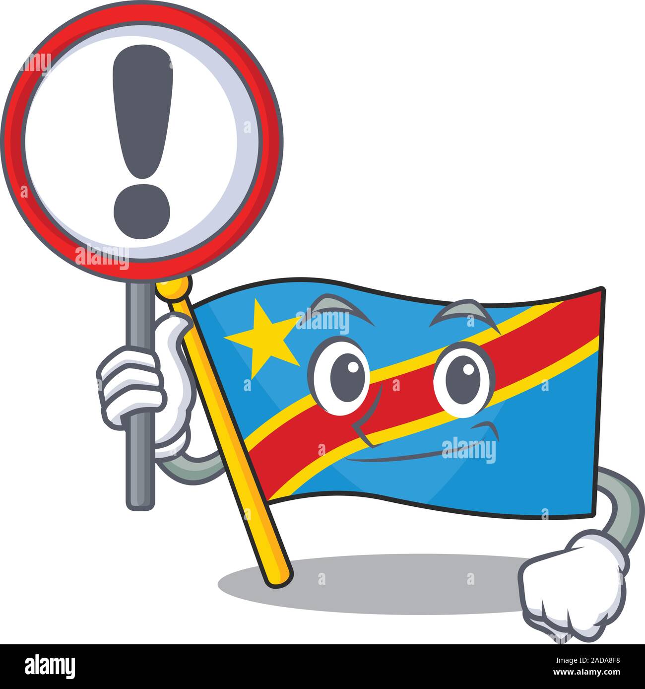 Estilo De Dibujos Animados De La Bandera De La Republica Democratica Con Signo En Su Mano Imagen Vector De Stock Alamy