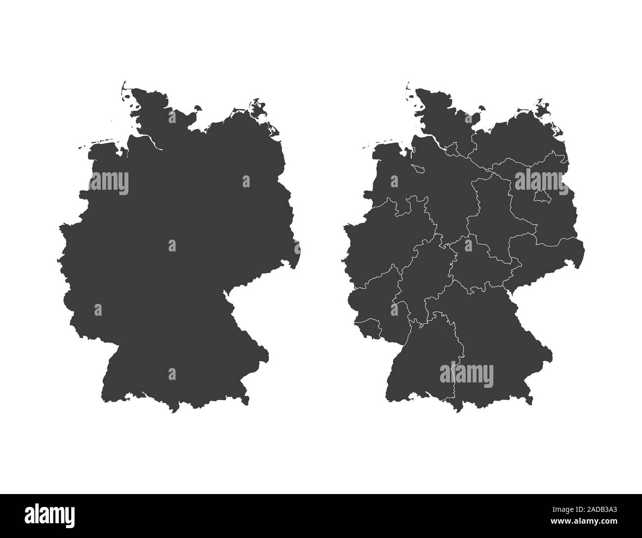 Mapa de Alemania, los Estados mapa de la frontera. Ilustración vectorial. Ilustración del Vector