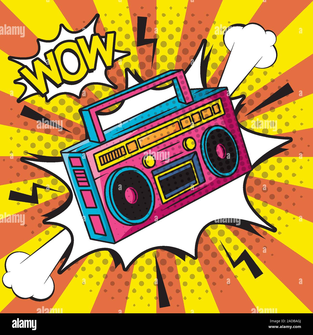 Radio retro music player estilo pop art Imagen Vector de stock - Alamy