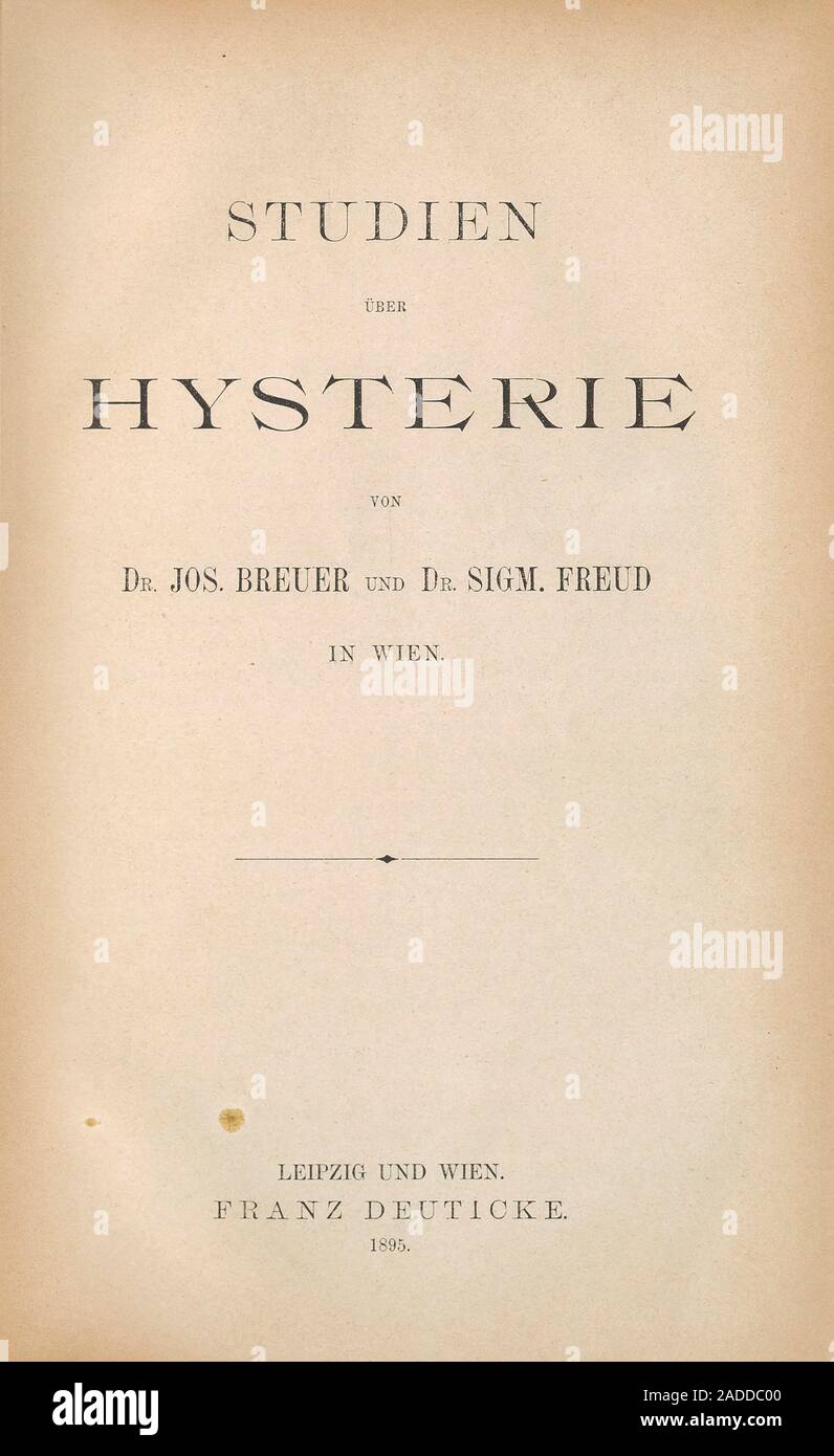 Estudios sobre la Histeria (1895), página de título, por el médico