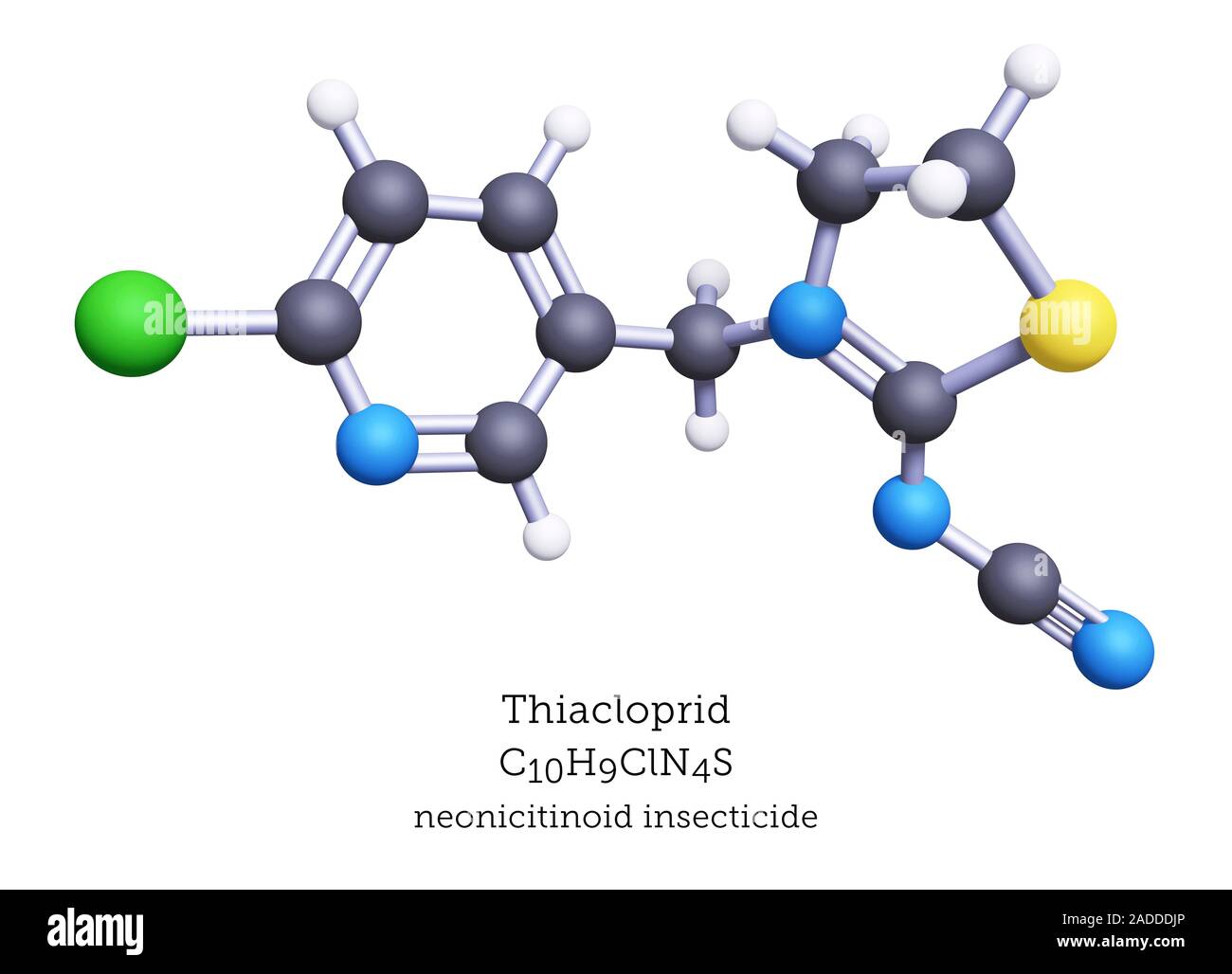 El tiacloprid neonicitinoid molécula insecticida. El tiacloprid y otros  neonicotinoides son los insecticidas más ampliamente utilizado en el mundo.  Estos chemica Fotografía de stock - Alamy