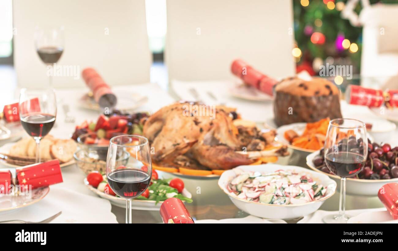 Cena de Navidad de la familia de Australia el cuadro vestirse con Turquía Foto de stock