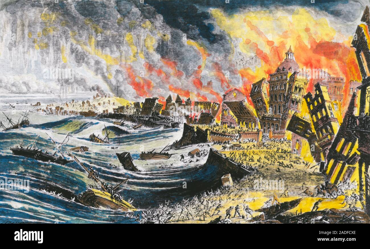 Terremoto de Lisboa en 1755. Ilustraciones en Color de los daños