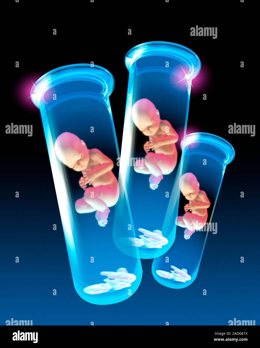 La clonación humana. Equipo conceptual ilustraciones de tubo de ensayo